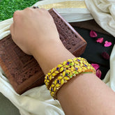 Kada Kundan Bangle - Yellow Blue -G4806